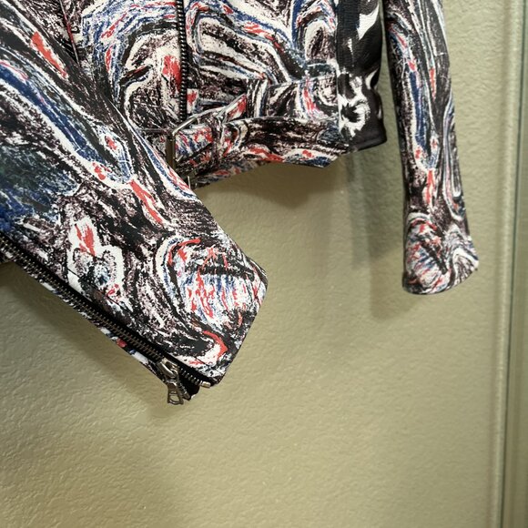 Claire Barrow Leather Painted Biker jacket Medium - Picture 9 of 9